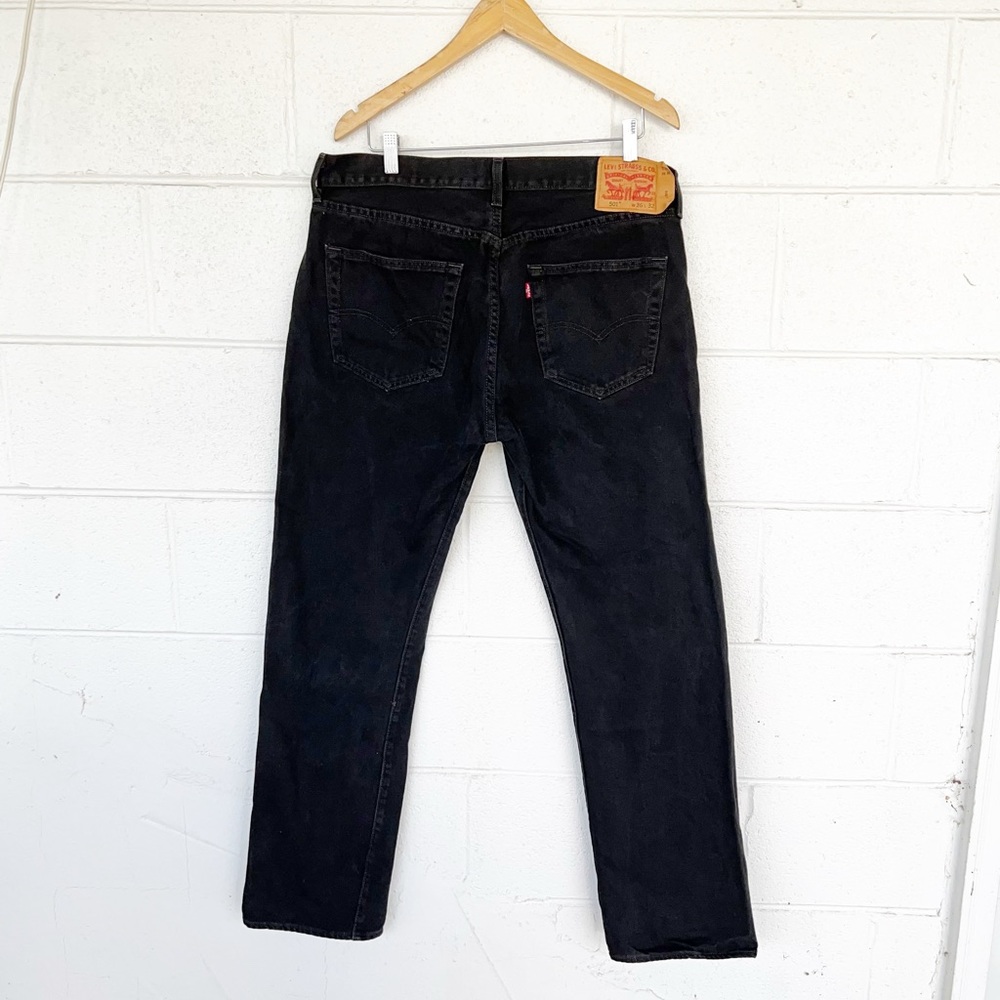 Levi's 501 Original Button Fly Black Straight Leg Denim Jeans | Size 36x32